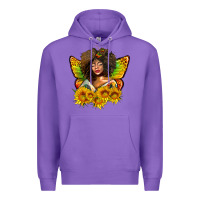 Purple butterfly afro woman juneteenth Premium Hoodie - AdoDesignShop