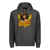 Charcoal Heather butterfly afro woman juneteenth Premium Hoodie - AdoDesignShop