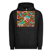 Pigment Black tropical flowers Urban Hoodie - Artiststas