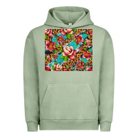 Pigment Oil Green tropical flowers Urban Hoodie - Artiststas
