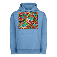 Pigment Pebble Blue tropical flowers Urban Hoodie - Artiststas