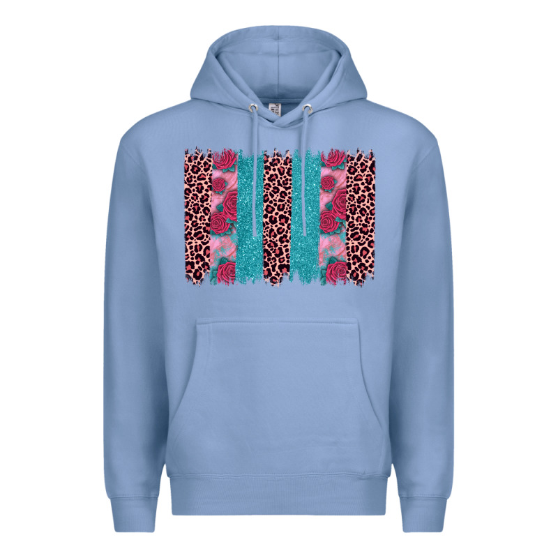 Valentines Day Leopard Rose Glitter Brush Stoke Premium Hoodie by JahusDesignShop | Teevron