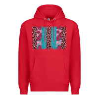 Red valentines day leopard rose glitter brush stoke Premium Hoodie - JahusDesignShop