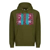 Army Green valentines day leopard rose glitter brush stoke Premium Hoodie - JahusDesignShop