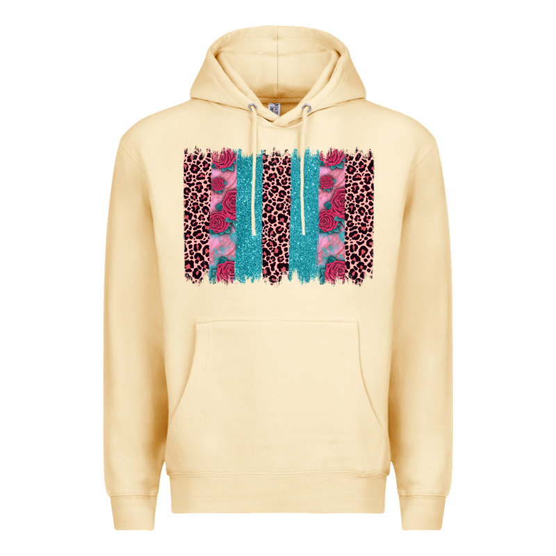 Valentines Day Leopard Rose Glitter Brush Stoke Premium Hoodie by JahusDesignShop | Teevron
