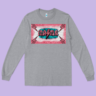 Western Mama Pink Glitter Long Sleeve Tee Designed By Barkaloodesign