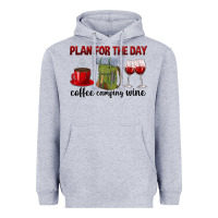 Heather Grey Plan for the day coffee camping wine Heavyweight Hoodie - texasbilliewilder