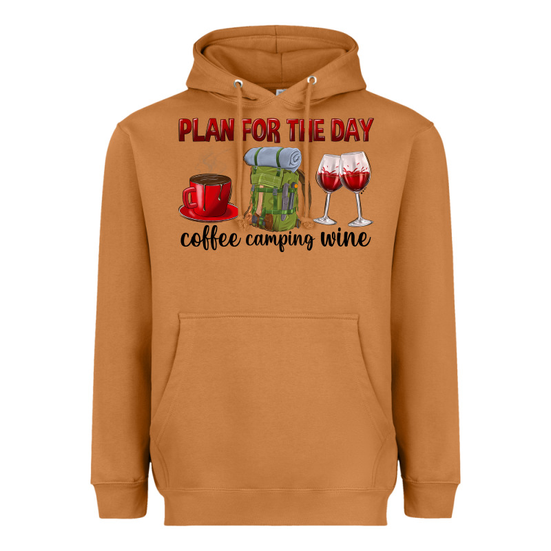 Plan For The Day Coffee Camping Wine Heavyweight Hoodie by texasbilliewilder | Teevron