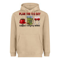 Mushroom Plan for the day coffee camping wine Heavyweight Hoodie - texasbilliewilder
