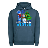 Pigment Midnight Navy first winter with snowman Urban Hoodie - AdoDesignShop