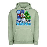 Pigment Oil Green first winter with snowman Urban Hoodie - AdoDesignShop