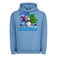 Pigment Pebble Blue first winter with snowman Urban Hoodie - AdoDesignShop