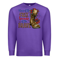 Purple home of the free because of the brave Premium Sweatshirt - Zillion Design Studio