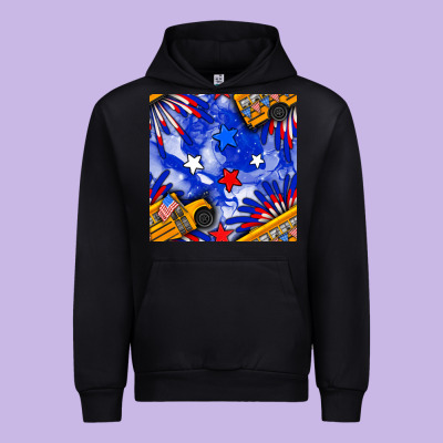 4th Of July School Bus Seamless Pattern Urban Hoodie Designed By Bundleandbundleshop
