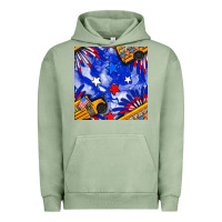 Pigment Oil Green 4th of july school bus seamless pattern Urban Hoodie - BundleAndBundleShop