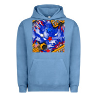 Pigment Pebble Blue 4th of july school bus seamless pattern Urban Hoodie - BundleAndBundleShop