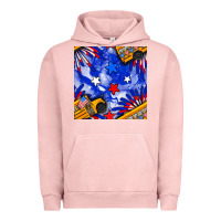 Pigment Salmon 4th of july school bus seamless pattern Urban Hoodie - BundleAndBundleShop