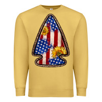 Antique Gold American flag sunflower arrowhead Premium Sweatshirt - Zillion Design Studio