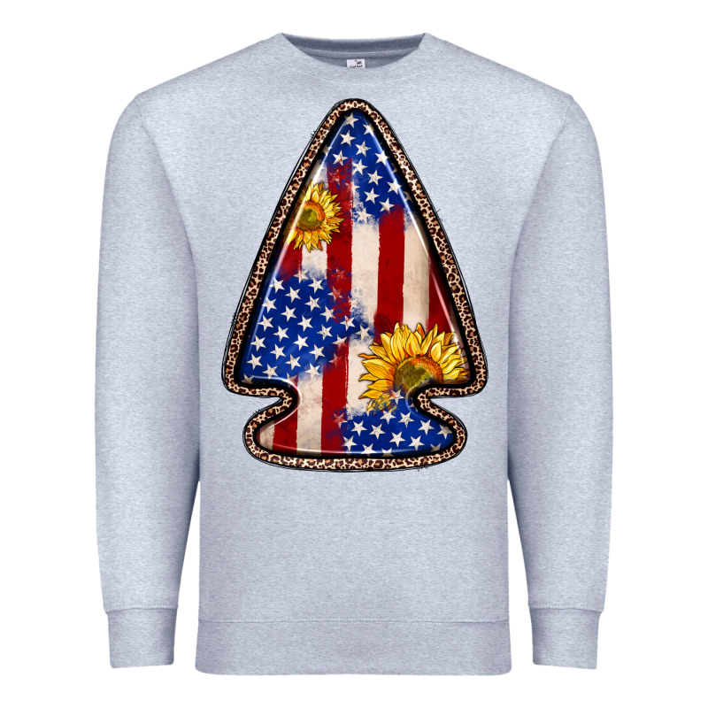 American Flag Sunflower Arrowhead Premium Sweatshirt by Zillion Design Studio | Teevron