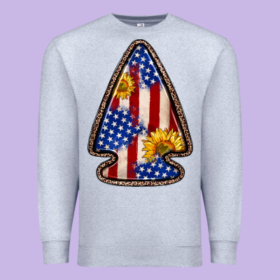 American Flag Sunflower Arrowhead Premium Sweatshirt Designed By Zillion Design Studio