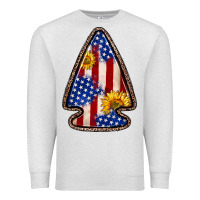 Oatmeal Heather American flag sunflower arrowhead Premium Sweatshirt - Zillion Design Studio