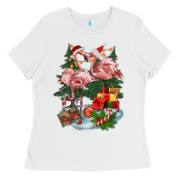 White Christmas flamingo Ladies Tee - BarkalooDesign