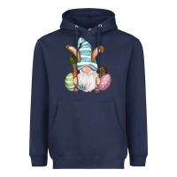 Navy Easter Bunny Gnomes with Egg and Carrot Heavyweight Hoodie - RanaPortraitStore