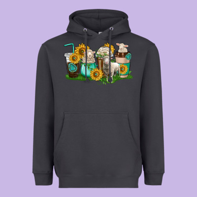 Sheep Coffee Cups Heavyweight Hoodie Designed By Texasbilliewilder