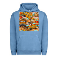 Pigment Pebble Blue fall school bus seamless pattern Urban Hoodie - BundleAndBundleShop