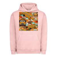 Pigment Salmon fall school bus seamless pattern Urban Hoodie - BundleAndBundleShop