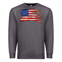 Charcoal Heather tattered american flag Premium Sweatshirt - Zillion Design Studio
