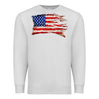 Dove Grey tattered american flag Premium Sweatshirt - Zillion Design Studio