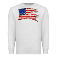 Oatmeal Heather tattered american flag Premium Sweatshirt - Zillion Design Studio