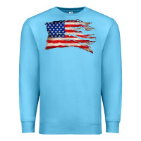 Ocean Blue tattered american flag Premium Sweatshirt - Zillion Design Studio