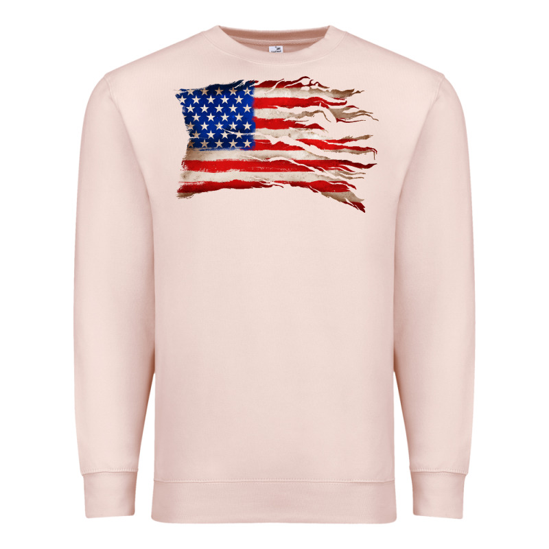 Tattered American Flag Premium Sweatshirt by Zillion Design Studio | Teevron