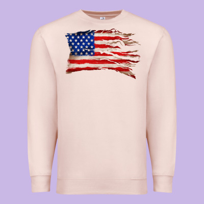 Tattered American Flag Premium Sweatshirt Designed By Zillion Design Studio
