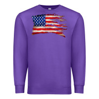 Purple tattered american flag Premium Sweatshirt - Zillion Design Studio