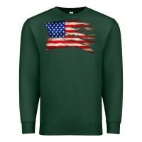 Sports Green tattered american flag Premium Sweatshirt - Zillion Design Studio