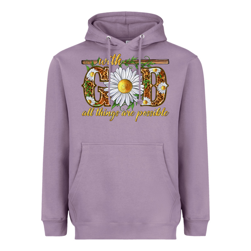 With God All Things Are Possible With Daisy Heavyweight Hoodie by texasbilliewilder | Teevron