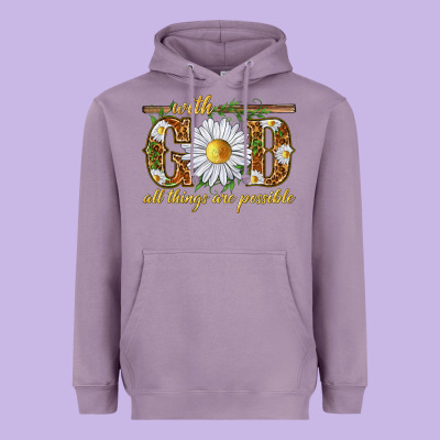 With God All Things Are Possible With Daisy Heavyweight Hoodie Designed By Texasbilliewilder