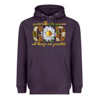Plum With God all things are possible with daisy Heavyweight Hoodie - texasbilliewilder