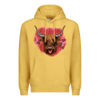 Antique Gold highland cow valentines Premium Hoodie - JahusDesignShop
