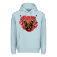 Blue Mist highland cow valentines Premium Hoodie - JahusDesignShop
