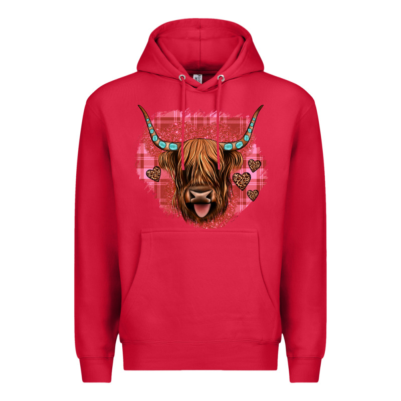 Highland Cow Valentines Premium Hoodie by JahusDesignShop | Teevron