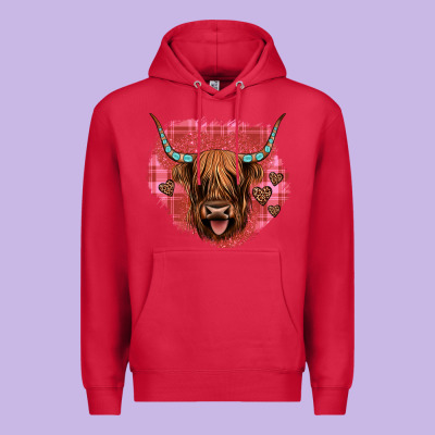 Highland Cow Valentines Premium Hoodie Designed By Jahusdesignshop