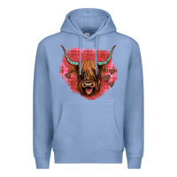 Colony Blue highland cow valentines Premium Hoodie - JahusDesignShop