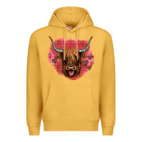 Mustard highland cow valentines Premium Hoodie - JahusDesignShop