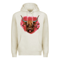 Oatmeal Heather highland cow valentines Premium Hoodie - JahusDesignShop