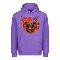 Purple highland cow valentines Premium Hoodie - JahusDesignShop