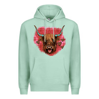 Seafoam highland cow valentines Premium Hoodie - JahusDesignShop